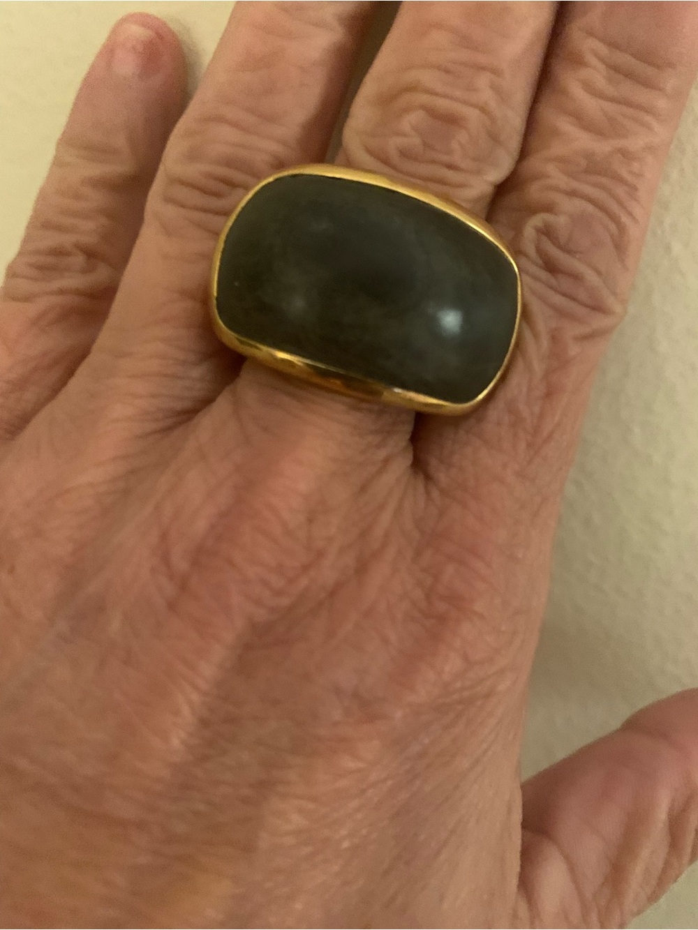 Gold-Frame Black Stone Statement Ring - Women Jewelry